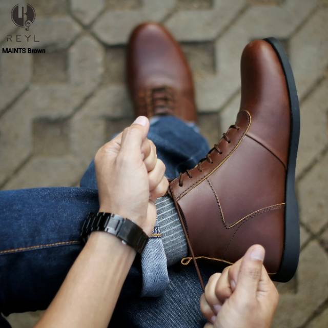 MAINTS - REYLMAN | Sepatu Boots Kulit Asli Pria Series Klasik Kasual Santai Kerja Bikers Touring