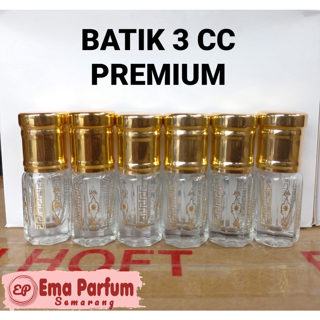 (6 PCS) TOLA BATIK 3 ML PREMIUM. KUALITAS TERBAIK. STICK PLASTIK. BOTOL PARFUM ANTIK 3 CC MODEL OLES