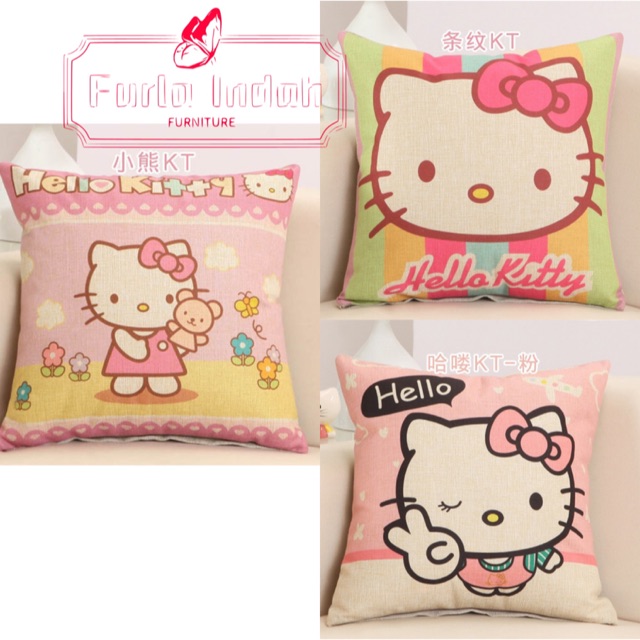 sarung bantal sofa sarung bantal kursi motif HelloKitty kartun 45×45cm