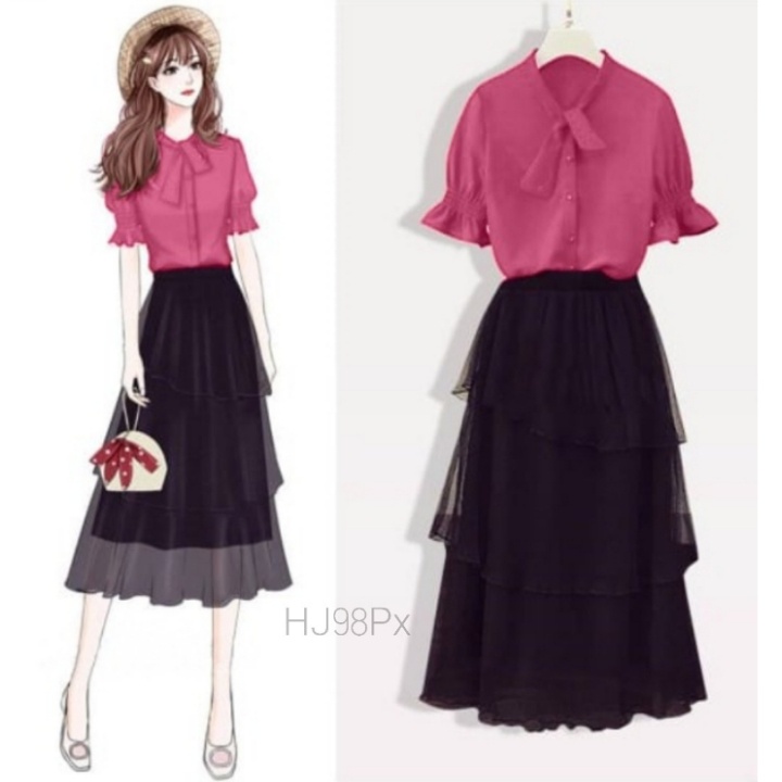 *[VLFK] Setelan Dress Pesta / One Set Wanita / Setelan Rok dan Baju / Setelan Terbaru Wanita