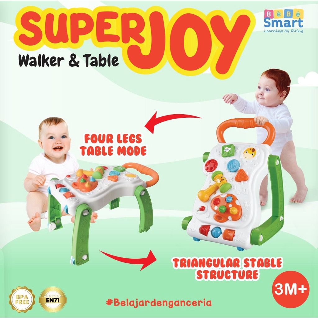 Bebe Smart Superjoy Walker &amp; Table - Mainan anak mutifungsi / Push walker