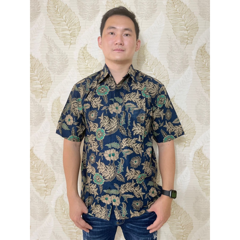 KEMEJA BATIK PRIA LENGAN PENDEK BIRU