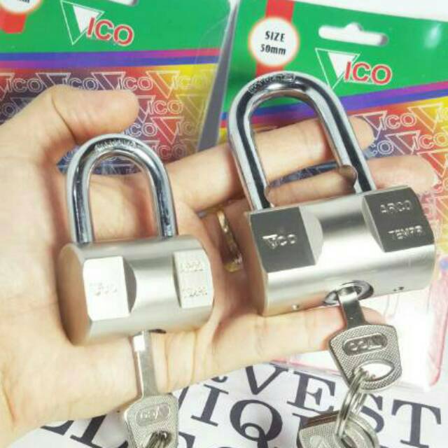 GEMBOK VICO 40mm/50mm/60mm leher pendek putih stainless