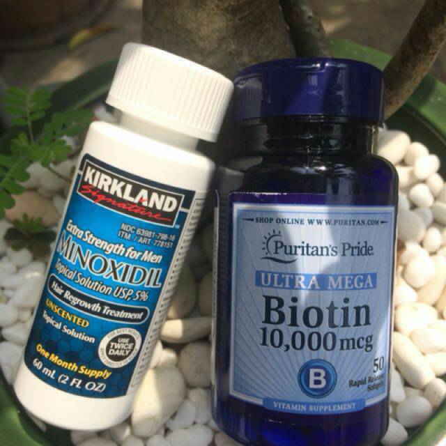 PAKET HEMAT MINOXIDIL DAN BIOTIN 10000 mcg ORIGINAL TERBARU ( penumbuh jambang, brewok, dan rambut)