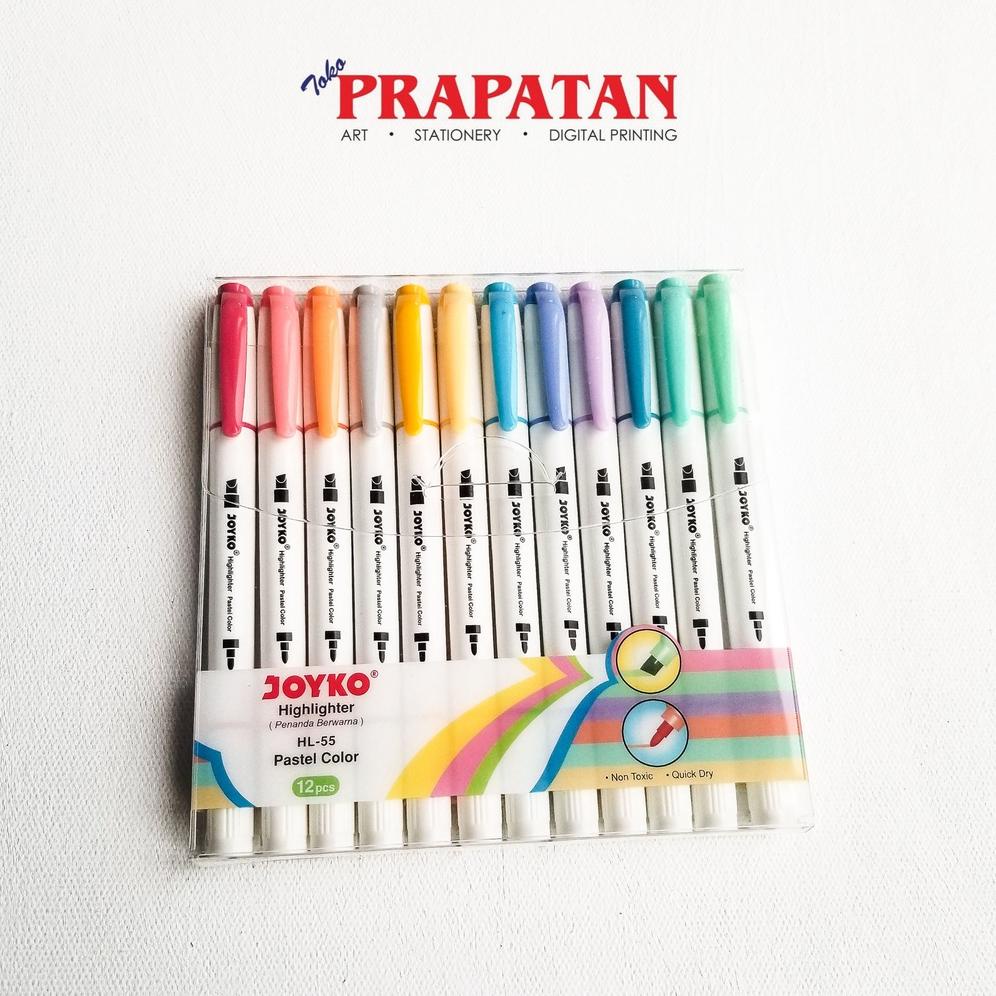

[KODE PRODUK 974] Spidol Highlighter Marker Pastel Color Joyko 12 warna HL-55