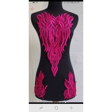 Bordir tempel daun panjang / aplikasi bordir