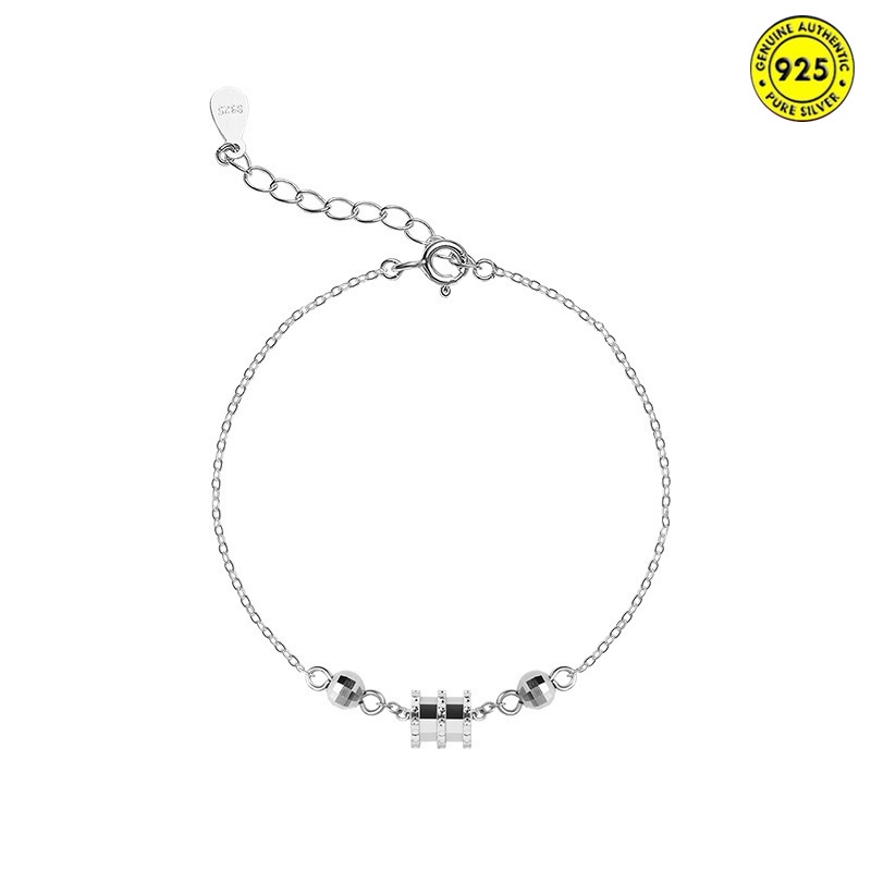 Gelang Tangan Rantai Sterling Silver 925 Motif Geometri Hollow Elegan Retro Untuk Wanita