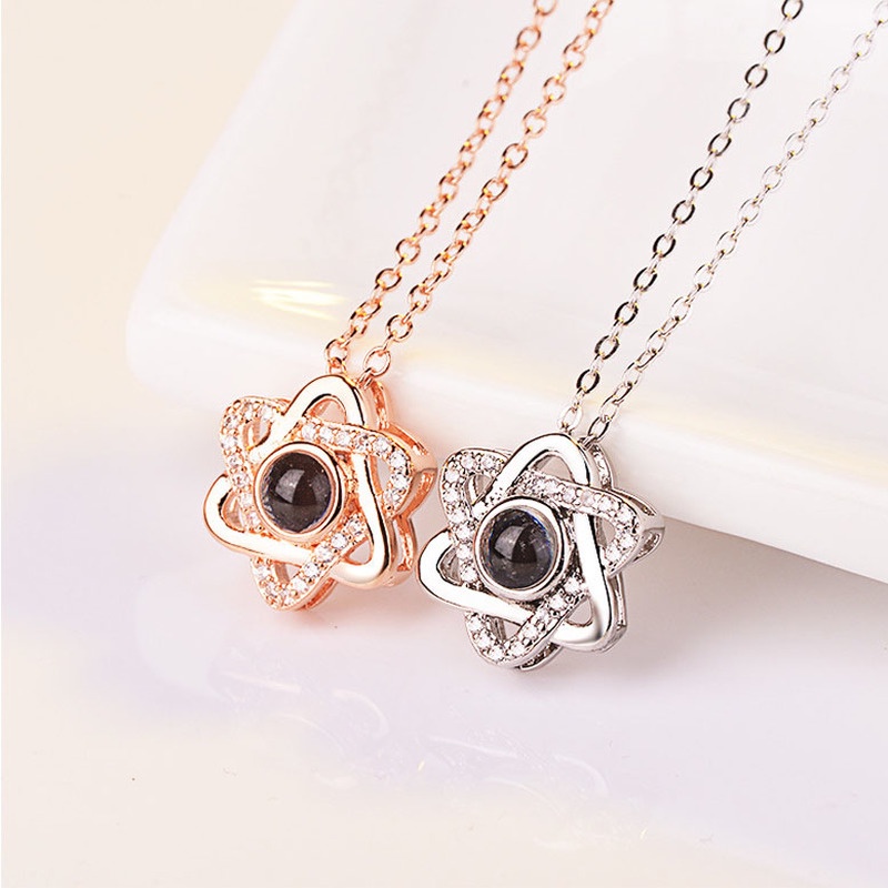 [Ready Stock]Fashion 925 Silver Plated Diamond Six-Pointed Star Pendant Necklace