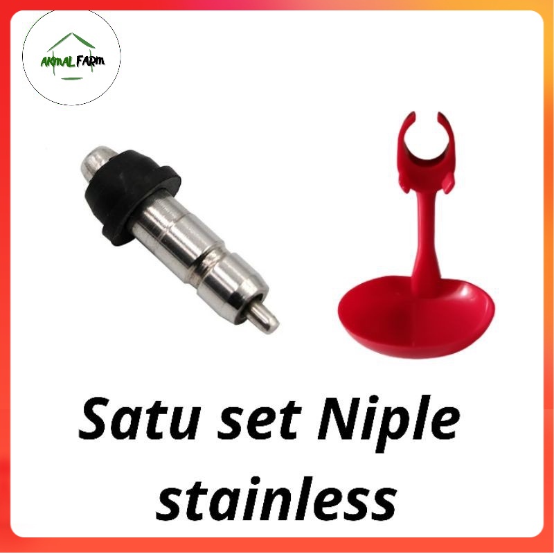 Satu Set Nipel Niplee Nepel Puyuh Ayam  Broiler Stainlees Drinker Tempat Minum puyuh Ayam stainles