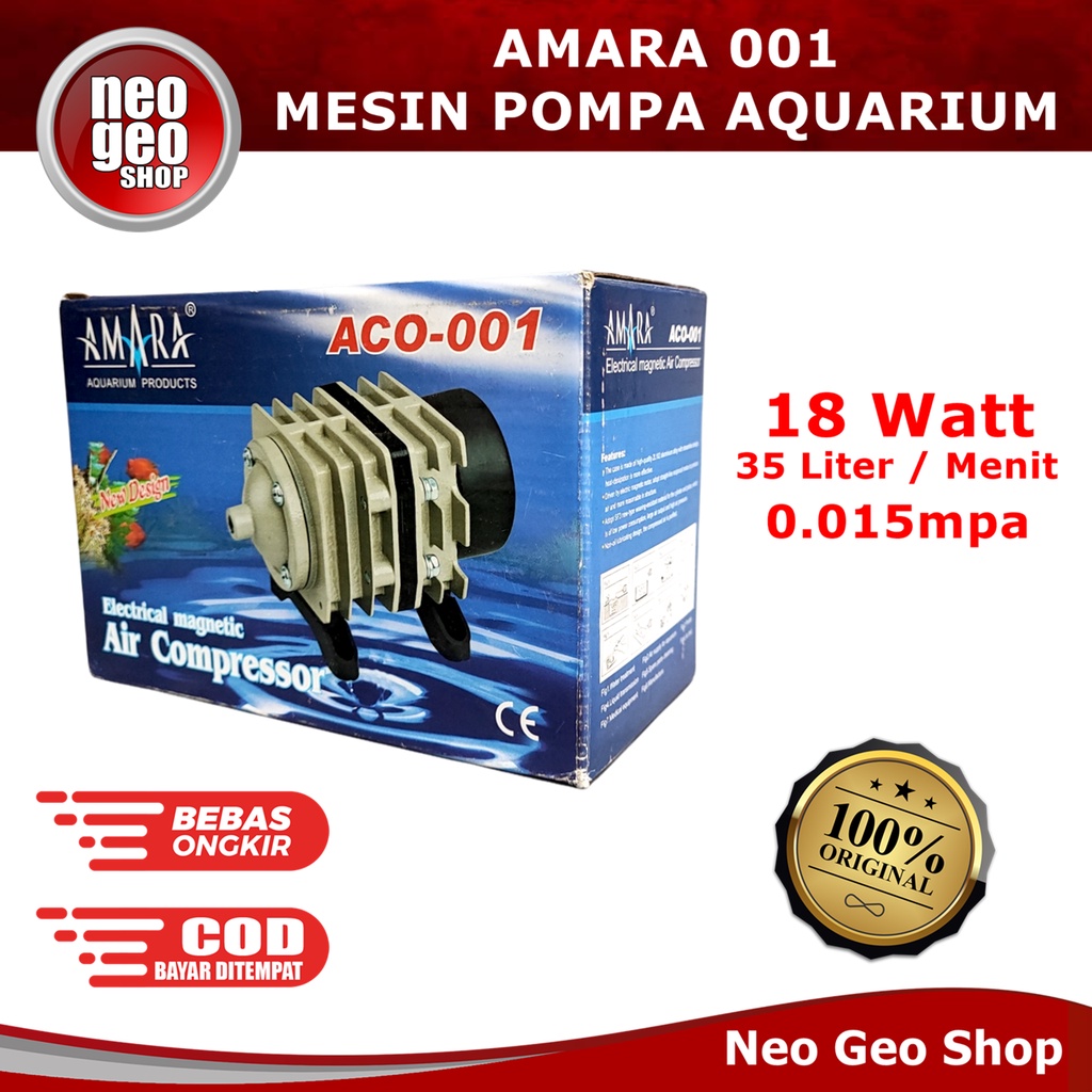 AMARA ACO001 ACO 001 mesin gelembung udara aerator kolam aquarium