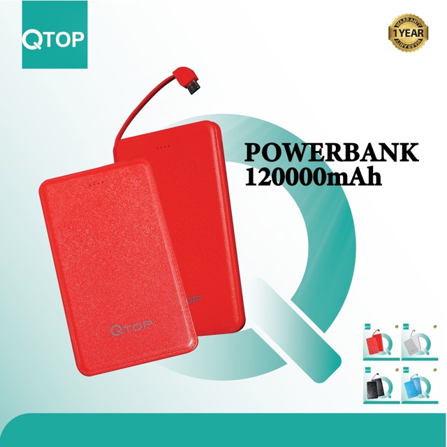 Powerbank QTOP 12000mAh Original V41 GARANSI 1 tahun / Powerbank Slim 12.000mah Original