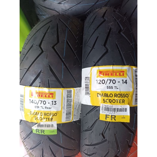 PAKET BAN Motor PIRELLI DIABLO ROSSO SCOOTER 120/70-14 & 140/70-13 FOR ADV 150, PCX 160
