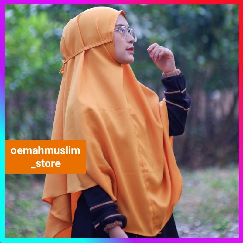 Jilbab Khimar Syiria Tali Jumbo Non Pet Hijab Bergo Maryam Jumbo Wolfis