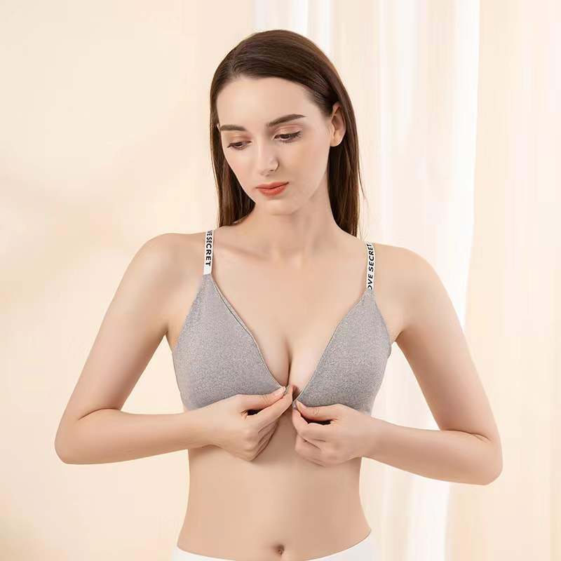 Bra Sexy Wanita Cup Open Front Kancing Depan Tanpa Kawat Adjustable Import