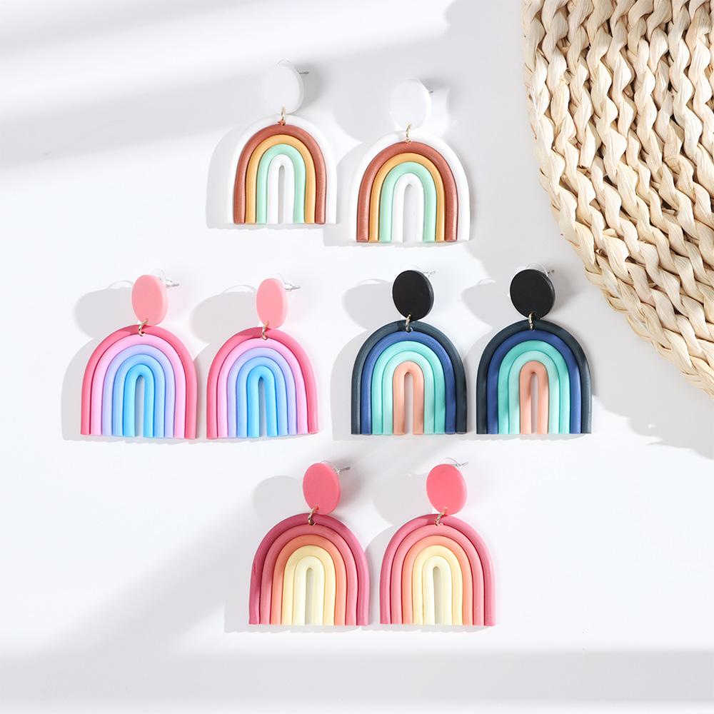 Anting LILY Menjuntai Drop Earrings Rainbow Colors Gradasi Retro Candy Color