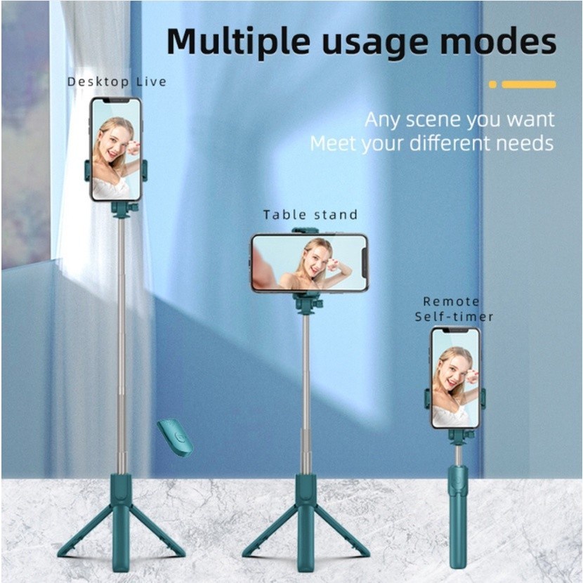 tongsis tripod remote bluetooth 3 in 1 murah wireless selfie stick tomsis stand hp holder warna macaron