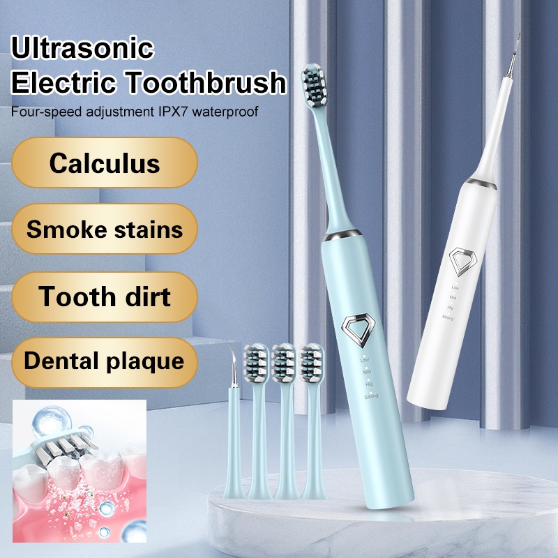 2 in 1 Electric Ultrasonic Sonic Dental Scaler USB Toothbrush Tooth Cleaner Whiten Teeth Tartar Remove Tool * cod