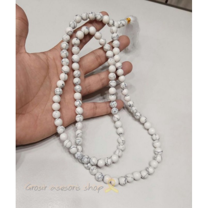 Tasbih batu howlite batu pirus white / dijamin asli