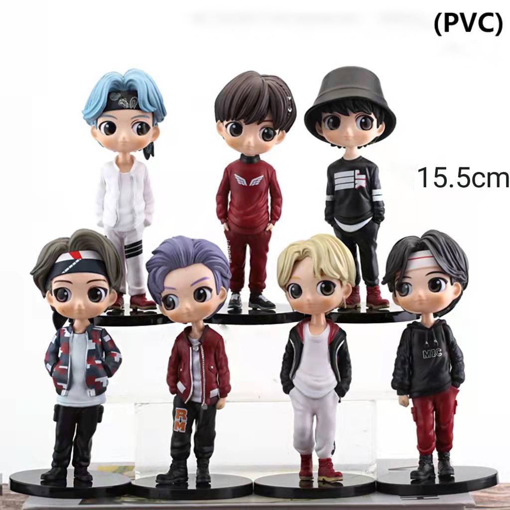 7pcs Mainan Boneka Action Figure KPOP Kawaii Star TOP Group Bangtan Boys Bahan PVC Ukuran 15cm Untuk Hadiah