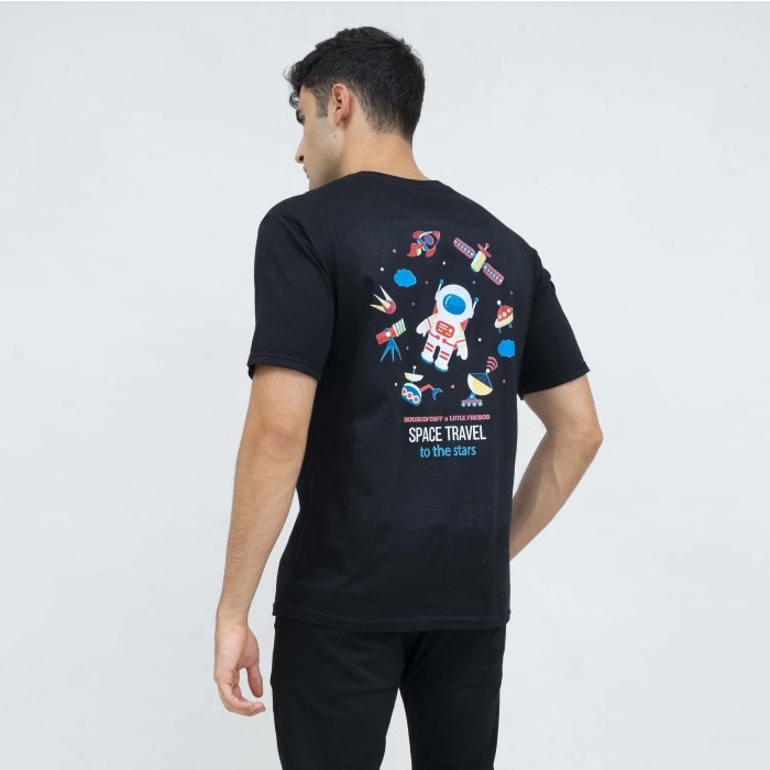 kaos pria lengan pendek Black Space Travel houseofcuff X little fresco
