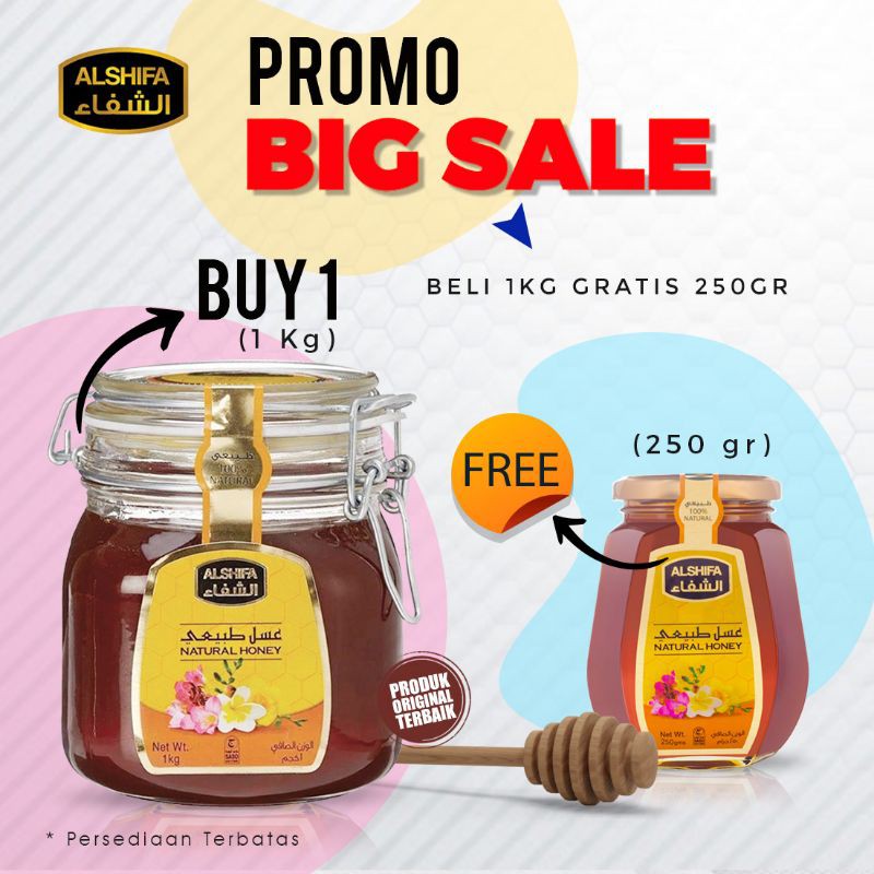 

MADU AL SHIFA PROMO BIG SALE 1KG FREE 250GRAM