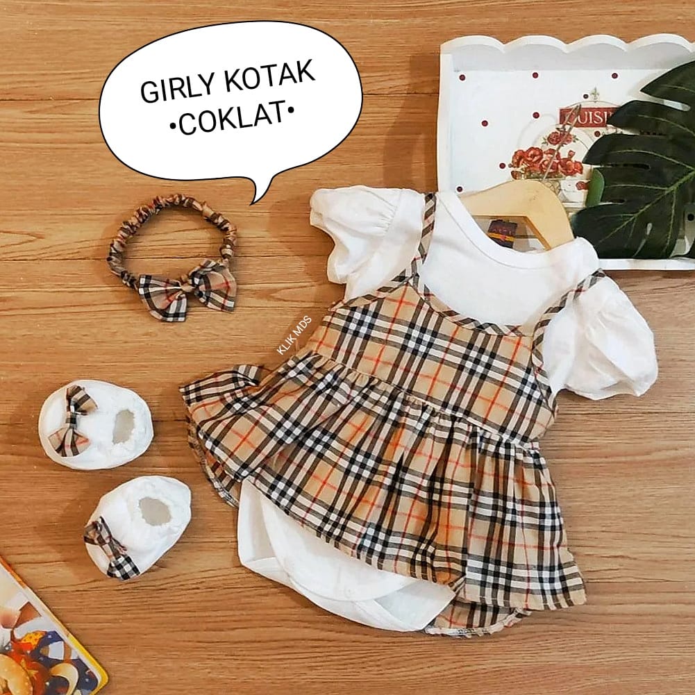 Klik Mds Jumper Bayi Perempuan Girly Set Free Headband Dan Sepatu Ukuran M dan L Usia 0-12 Bulan