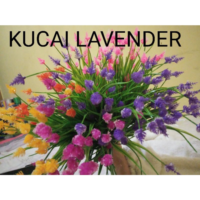 bunga kucai lavender plastik artificial / bahan bunga kain stoking murah.