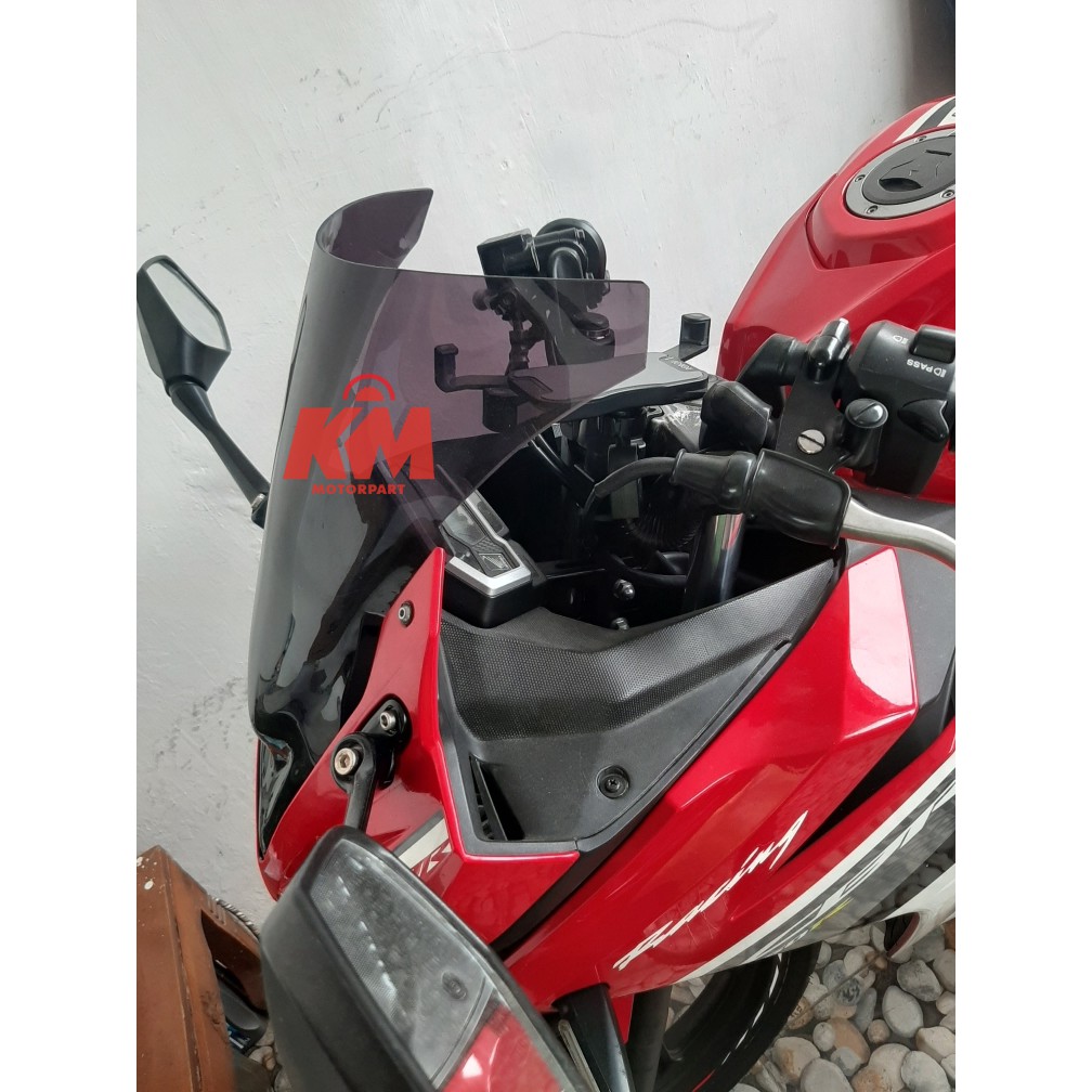 Visor CBR 150r Facelift 2017 2018 Jenong Tebal 3 mm Tinggi 44 cm Hitam dan Bening