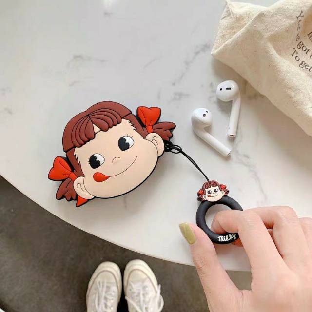Milky Girl Pekko Chan Cute Airpods Gen 1&2 Silicone Case with Ring