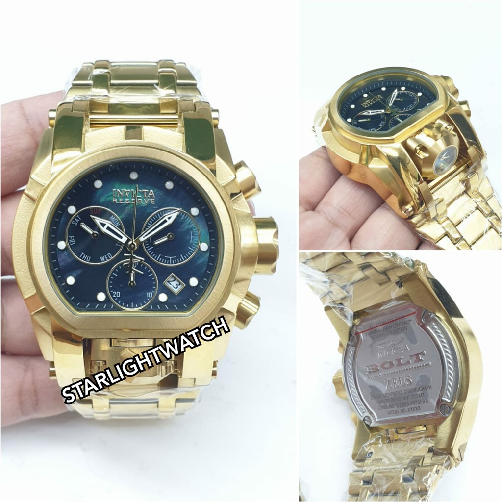 JAM TANGAN PRIA INVICTA DOUBLE TIME BATRE RANTE FULL GOLD