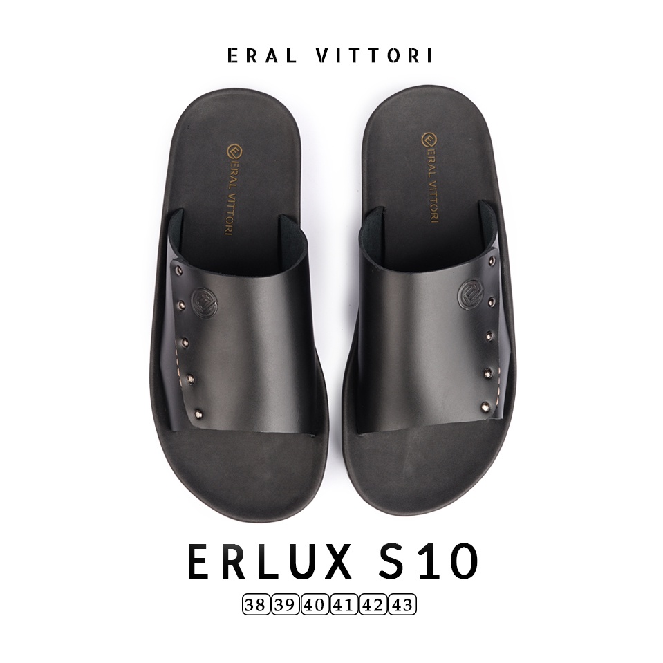 Eral Vittori - Erlux S10 Sandal Pria Kulit Harian Santai Hitam