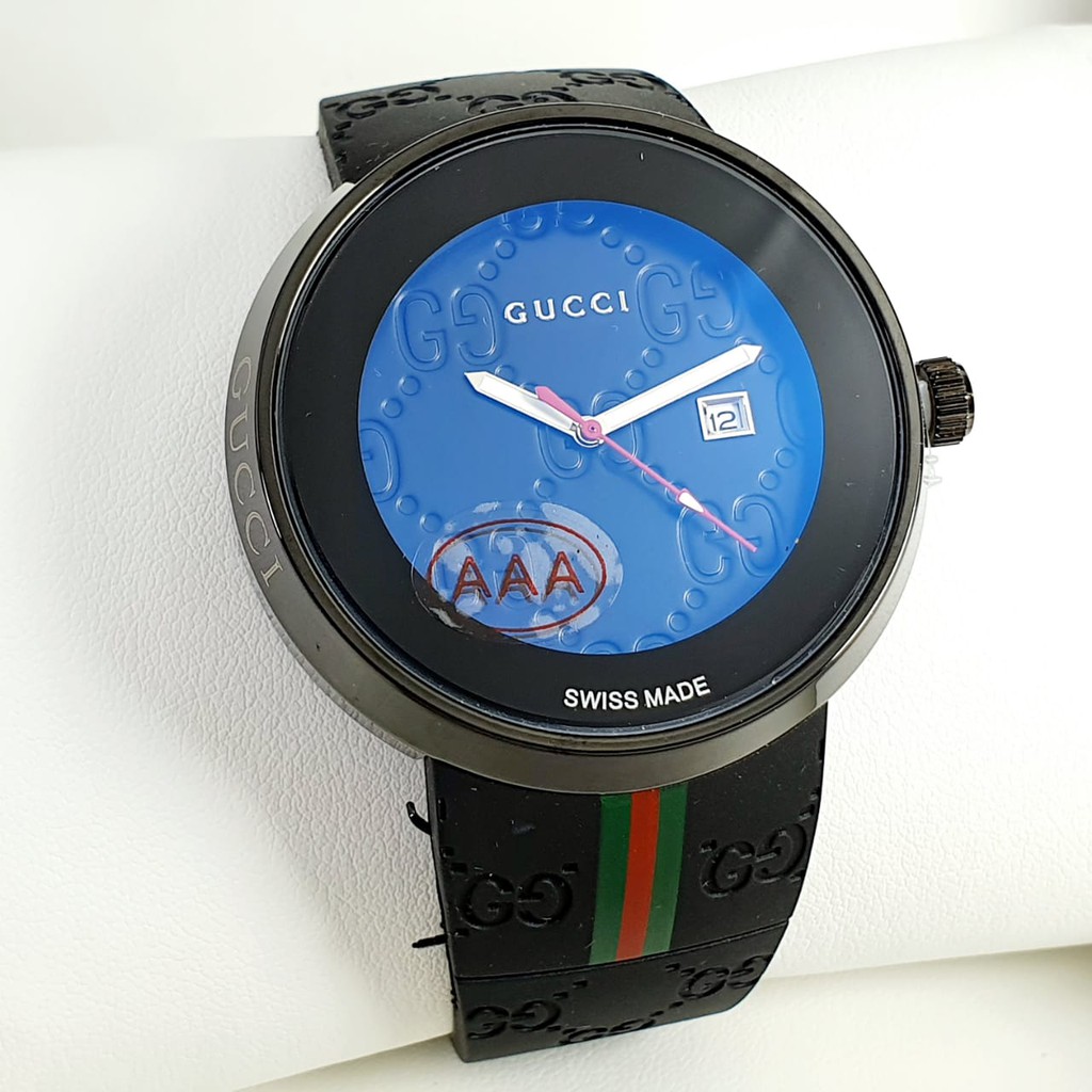 TERBARU - JAM TANGAN WANITA KASUAL GUCCI DATE RUBBER HITAM