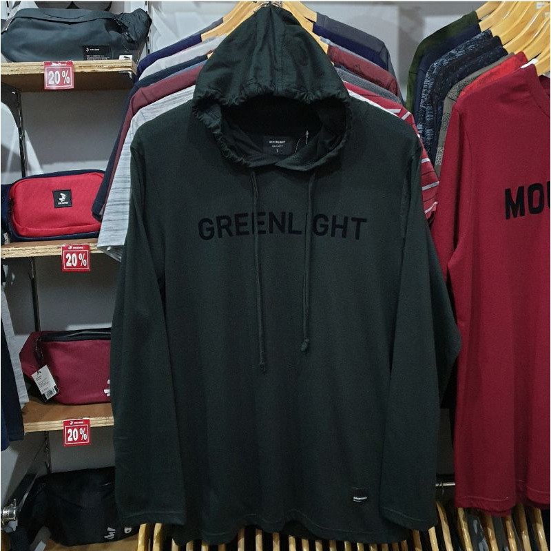 kaos Greenlight Original kaos Hoodie Hitam Kehijauan