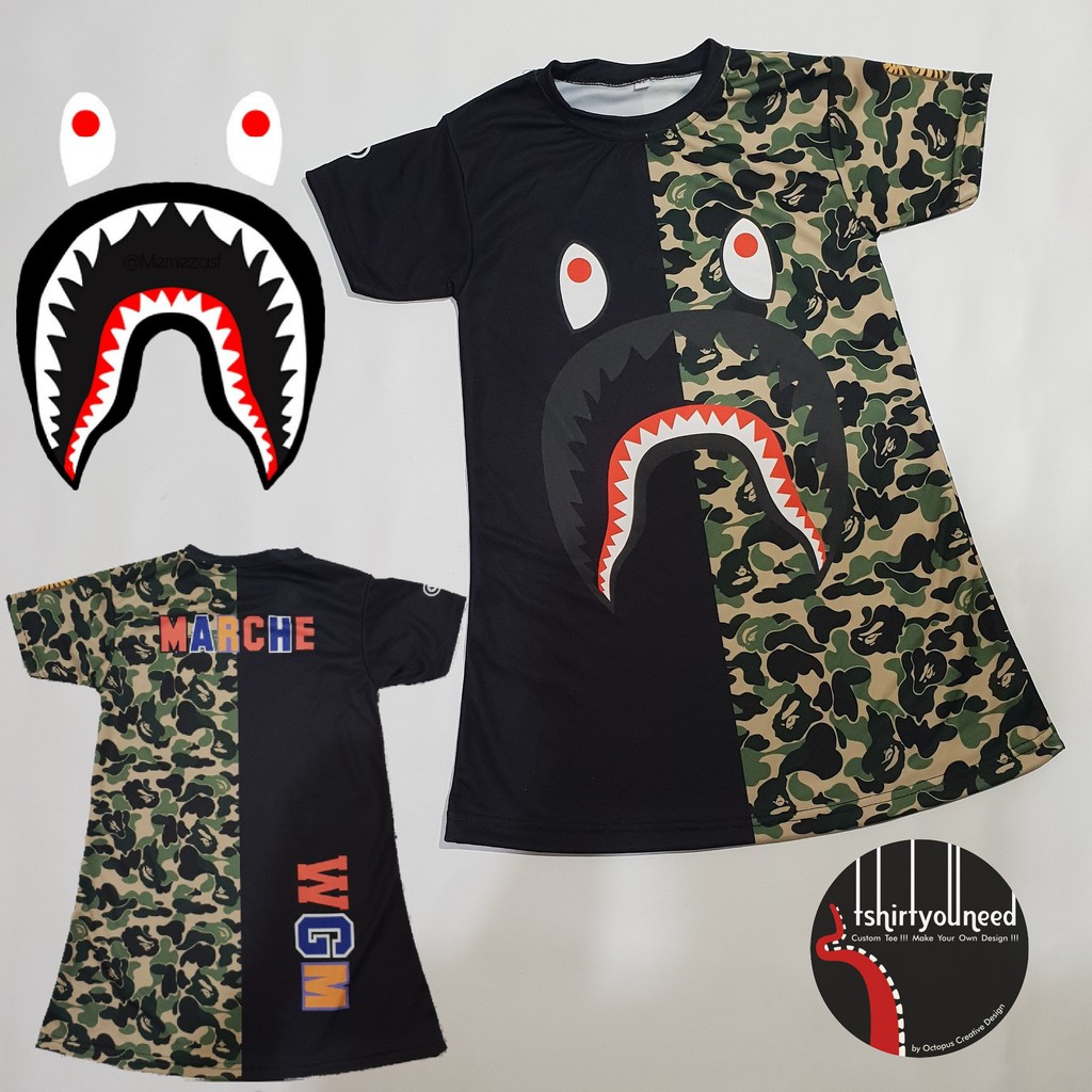 Baju Kaos Dress Jaket Anak Dan Dewasa Bape Army Shark Galaxy - roblox kids t shirt logo fortee apparel