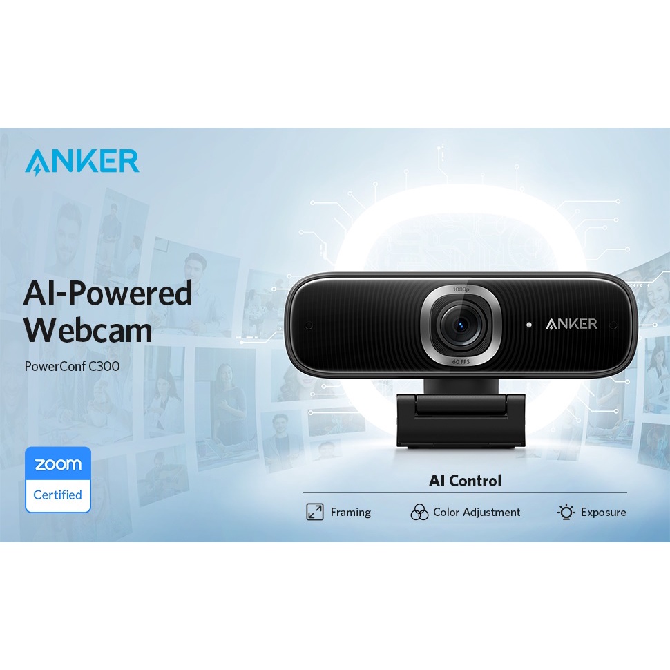 ANKER A3361 PowerConf C300 - AI Powered Smart Full HD 1080P Webcam - Webcam untuk Zoom, Google Meet &amp; Aplikasi Daring Lainnya