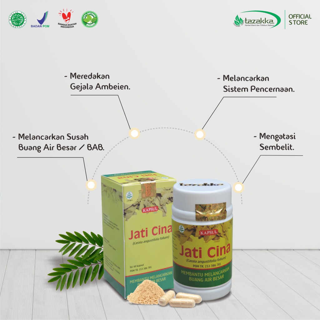 Kapsul Jati Cina | Pelangsing Herbal | obat diet | Herbal Penurun berat badan isi 60 Kapsul Tazakka