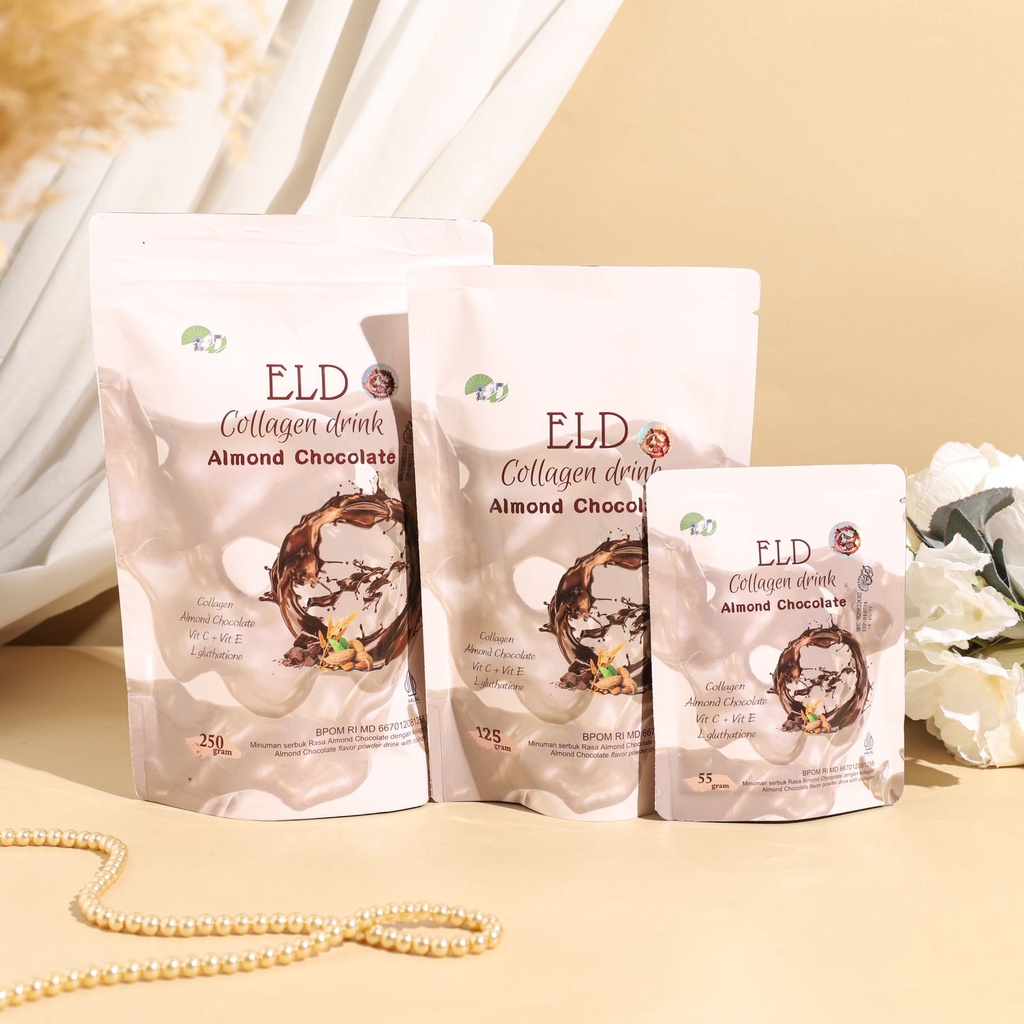 ELD Collagen Drink Rasa Almond Chocolate Minuman Pemutih dan Penambah Berat Badan