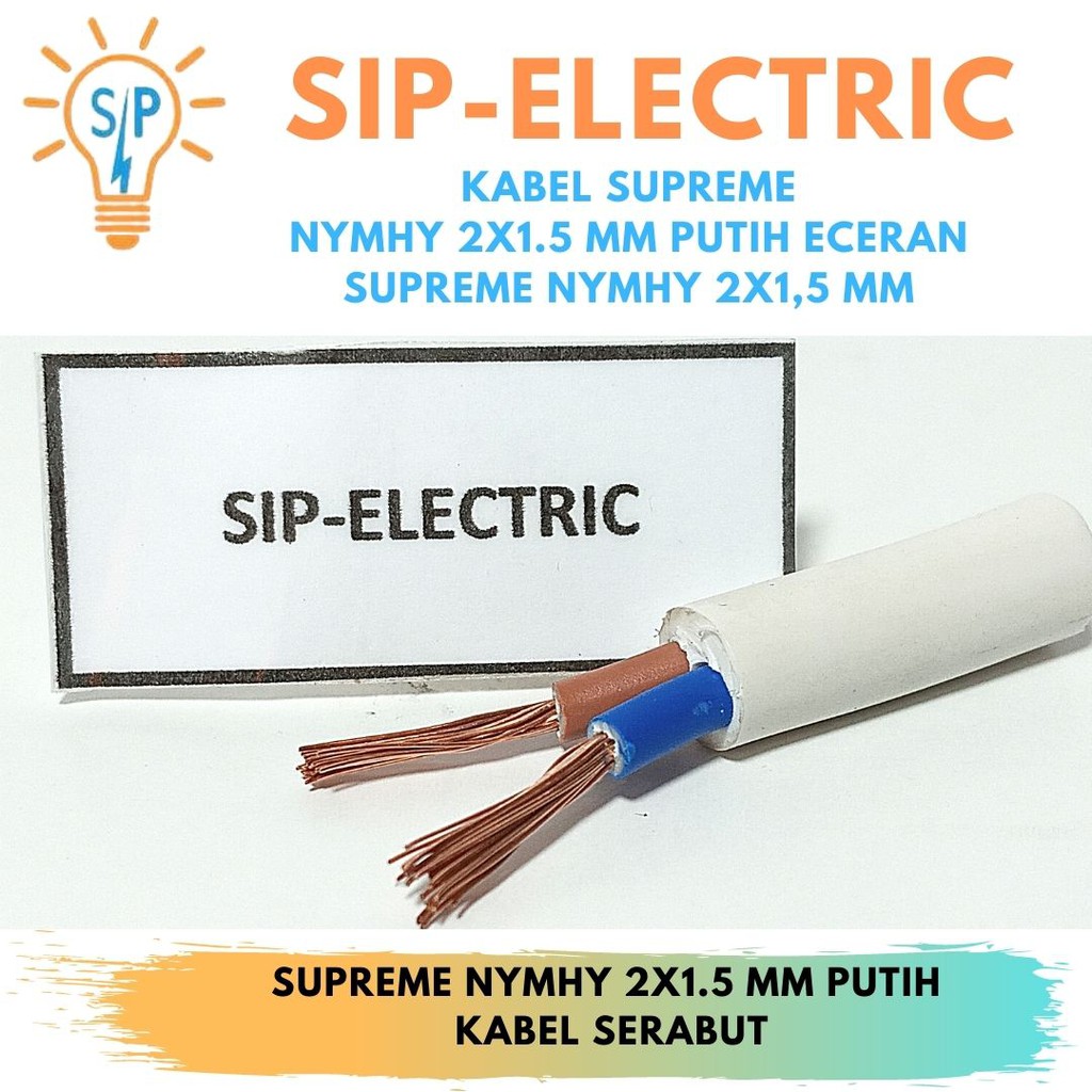 Kabel Supreme Nymhy 2X1.5 Mm Putih Eceran / Supreme nymhy 2x1,5mm