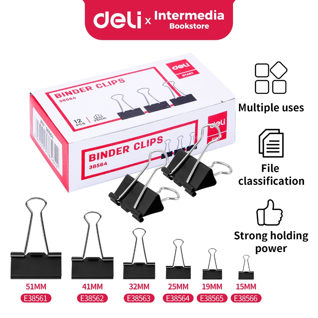 

Deli E38566 Office Consumable/Binder Klip-Binder Clips 15mm bebas karat dilapisi oleh eletroforesis (105)