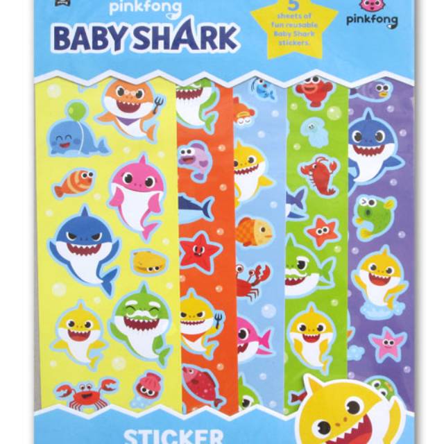 Pinkfong Baby Shark Sticker Fun (5 Sheets of Fun Reusable Baby Shark Stickers)