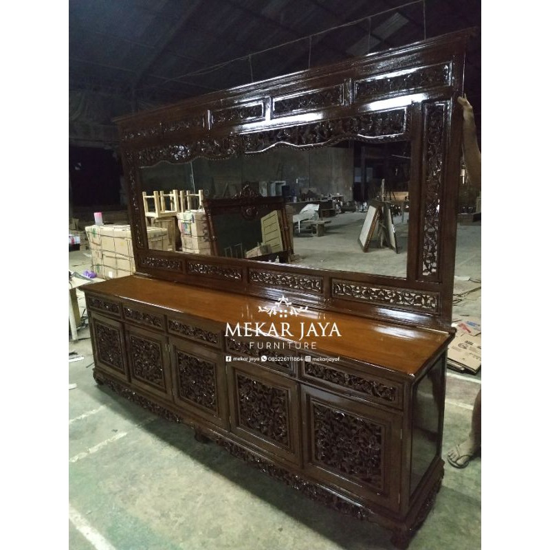 Bufet Ukir Minimalis Krawangan Palembang Jati Furniture Jepara