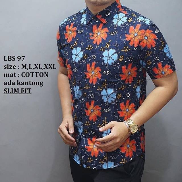 MEN SALE BAJU BATIK KEMEJA PRIA SLIM FIT MODERN LUIGI BATANI SLIMFIT LBS97