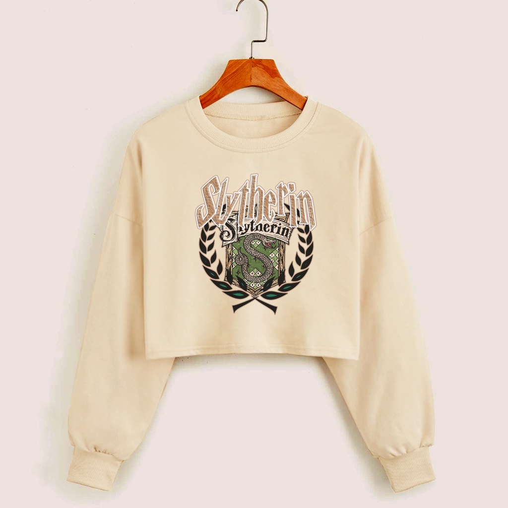 Sweater crop wanita SLYTHERIN baju croptee cewek murah