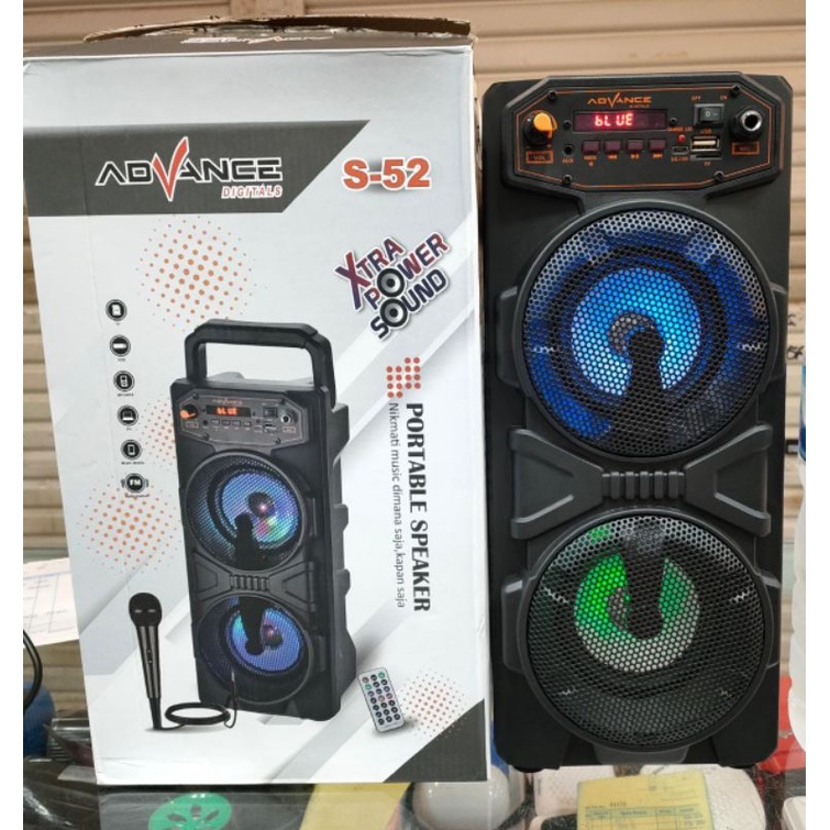 Speaker Bluetooth Karaoke Advance S-52 free Microphone Full Bass