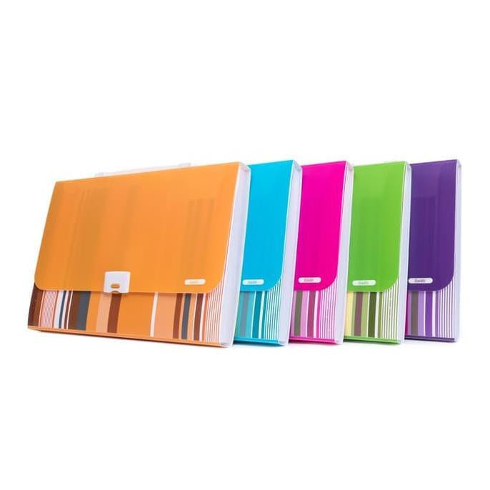 

✨ BISA BAYAR DITEMPAT✨ Bantex PP Fancy Stripes Expanding File 13 pocket Folio Ungu #3608 19