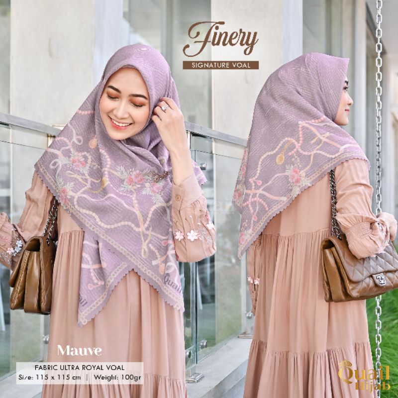 Hijab Segi Empat Voal Motif FINERY SERIES Original Jilbab Quail