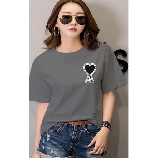 Kaos wanita Love A Baju lengan pendek wanita Kaos Distro wanita Atasan Wanita