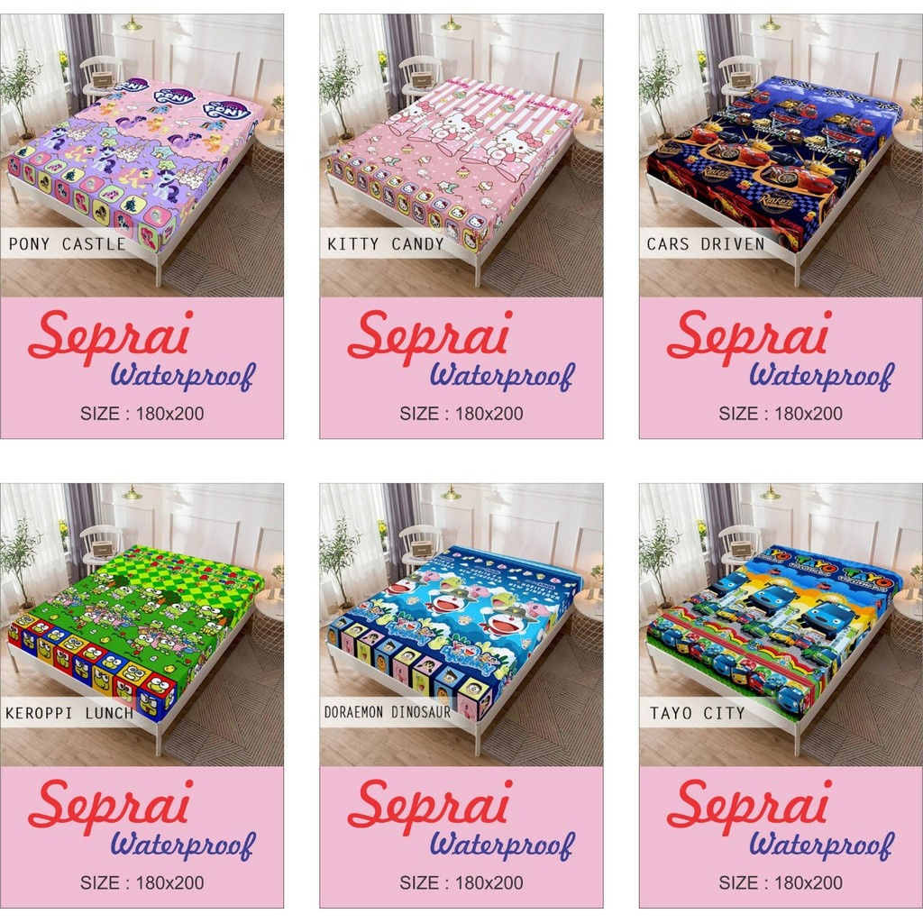 SPREI WATERPROOF ANTI AIR DAN OMPOL UK 180x200 KASUR NO 1 / SPREI WATERPROOF MOTIF KARAKTER KARTUN-1