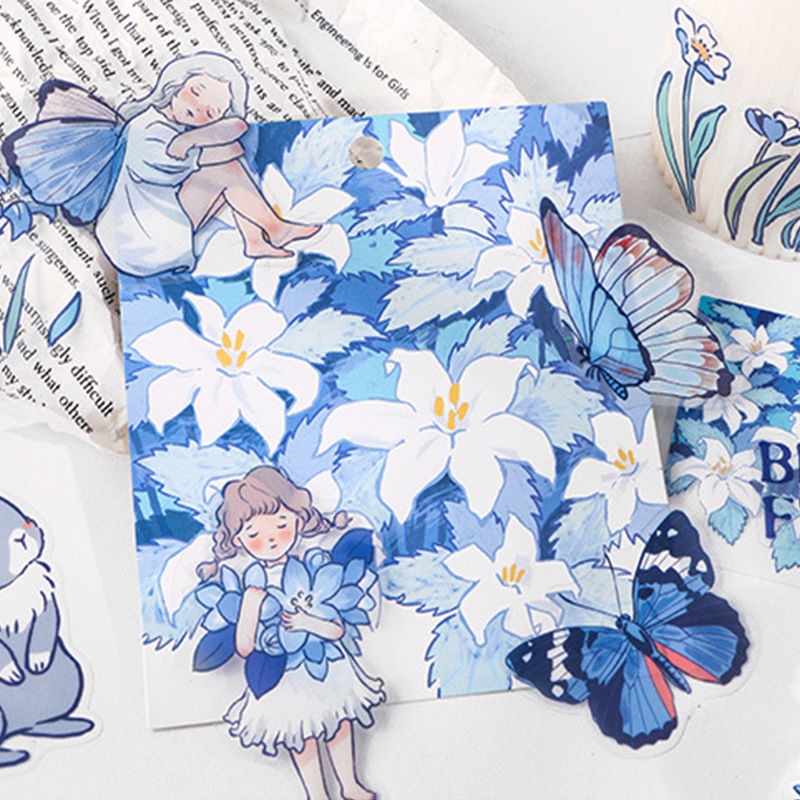 Papermore 20pcs Stiker Motif Island Warna Biru Untuk Dekorasi Handbook