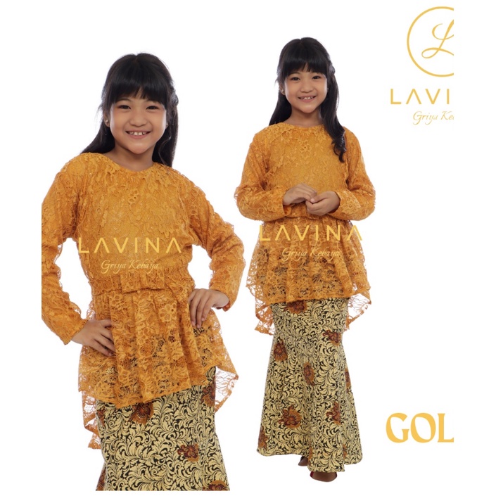 ETELAN KEBAYA AURORA  ANAK USIA 5-13 UKURAN M L XL XXL TAHUN BAHAN BROKAT ROK DUYUNG